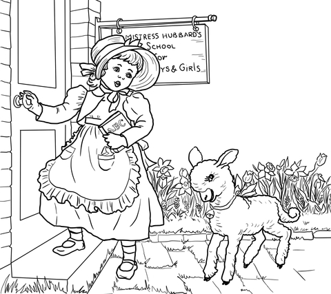 Mary Had a Little Lamb Nursery Rhyme Coloring page