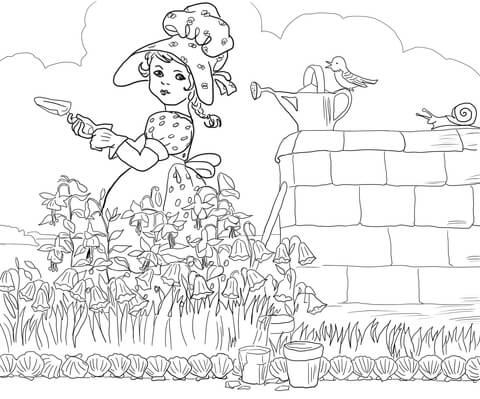 Mary Mary Quite Contrary Nursery Rhyme Coloring page