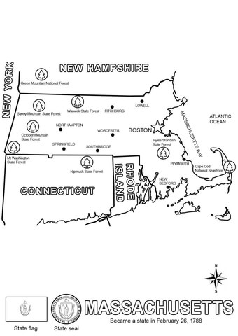 Massachusetts Map Coloring page