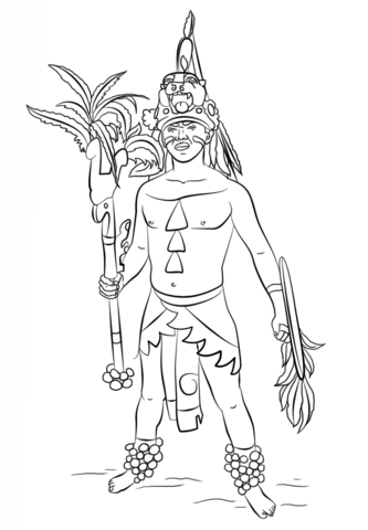 Mayan Warrior Coloring page