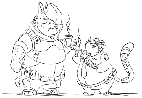 McHorn and Benjamin Clawhauser from Zootopia Coloring page