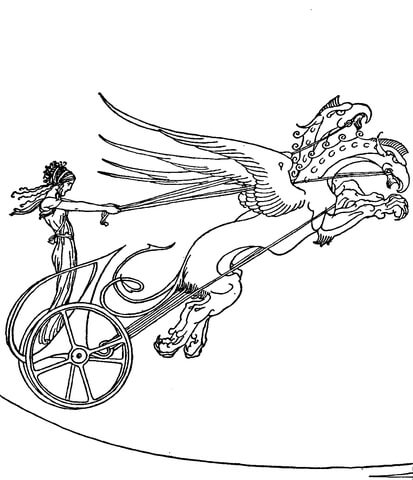 Medea Dragon Chariot Coloring page