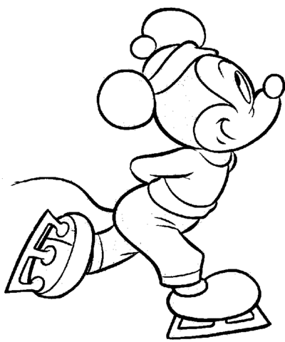 Mickey Mouse Ice Skating  Coloring page