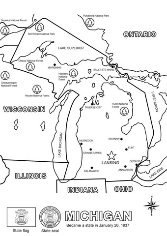 Michigan Map Coloring page
