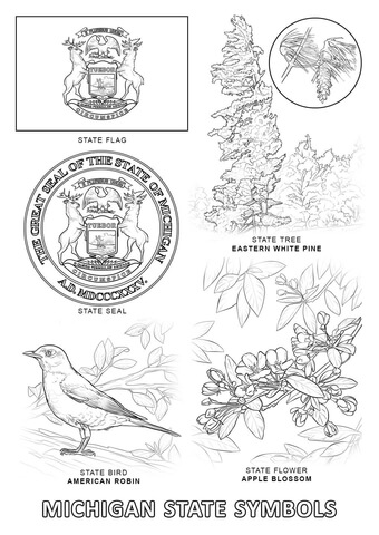 Michigan State Symbols Coloring page