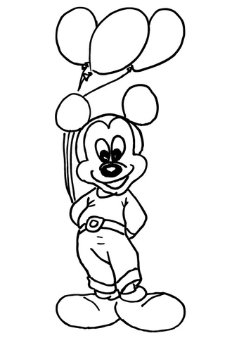 Micky Mouse with Balloons Coloring page