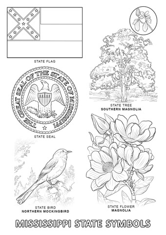 Mississippi State Symbols Coloring page