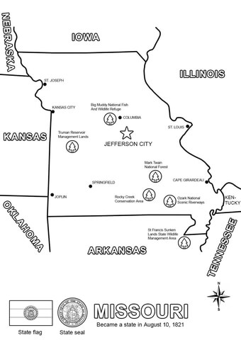 Missouri Map Coloring page