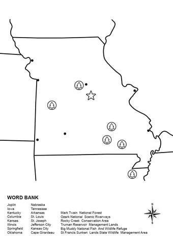 Missouri Map Worksheet Coloring page