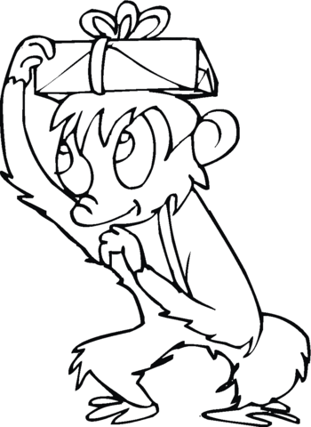 Monkey Have A Gift Coloring page