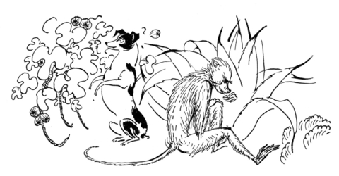 a monkey and a dog Coloring page