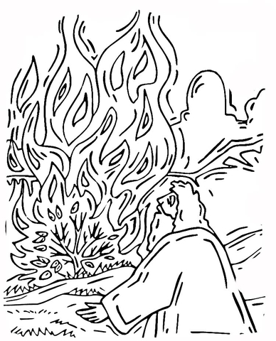 Moses and Burning Bush  Coloring page