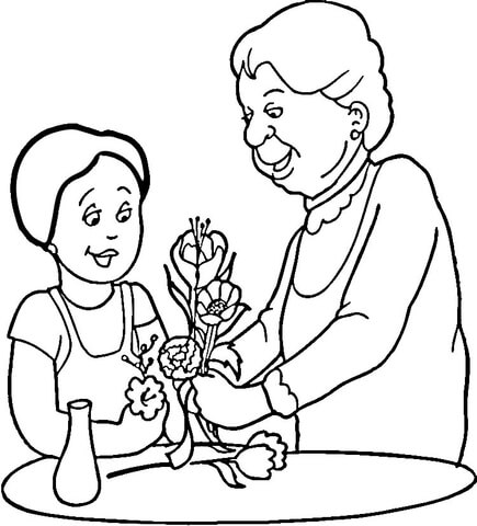 Mom and Grandmother Coloring page