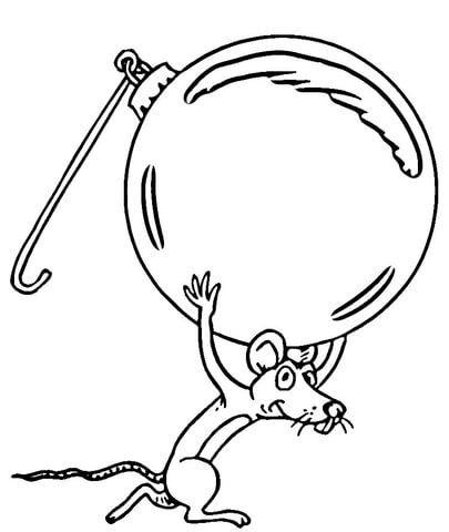 Mouse Decorates Christmas Tree Coloring page