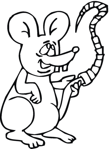 Mouse Plays With Its Tail Coloring page