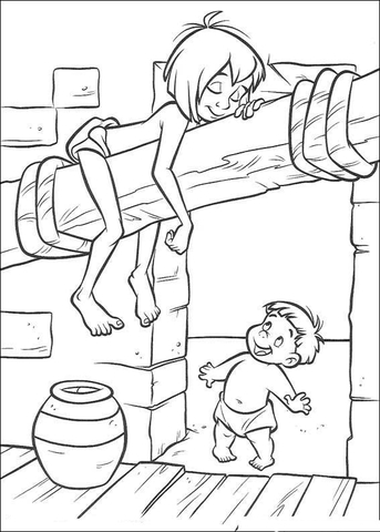 Mowgli And A Child  Coloring page