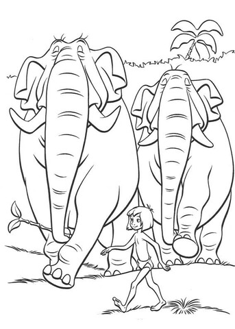 Mowgli And Hathi  Coloring page
