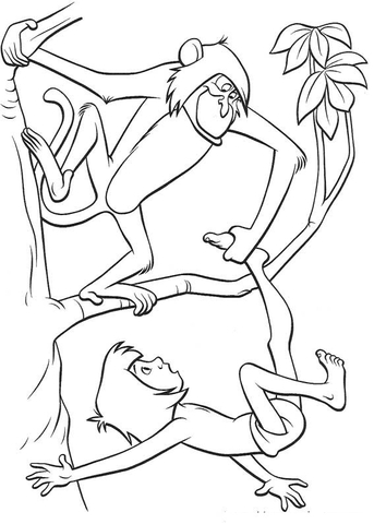 Mowgli And The Bandar Log  Coloring page