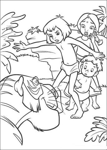 Mowgli Will Stop Shere Kan Attack The Indian Family  Coloring page