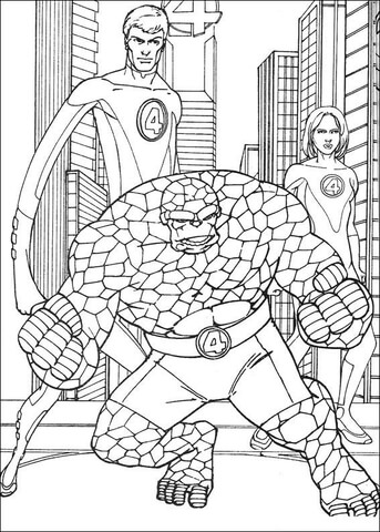 Mr Fantastic Invisible Girl And The Thing  Coloring page