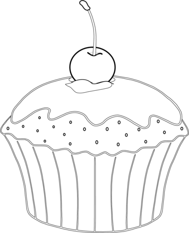 Muffin with Cherry Coloring page