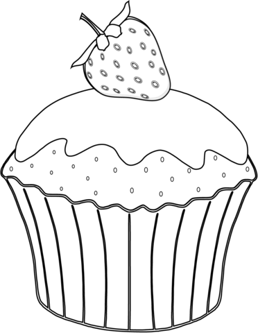 Muffin with Strawberry Coloring page