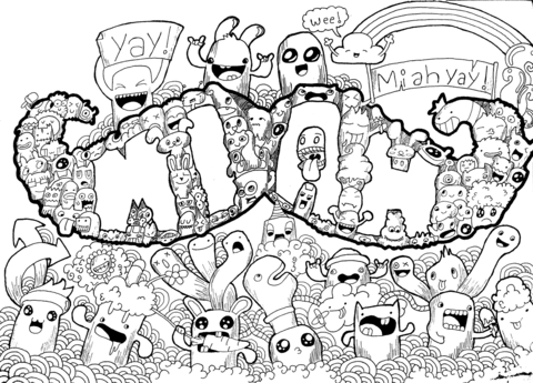 Mustache Doodle Coloring page