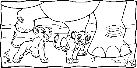 Nala, Simba And Hippo  Coloring page