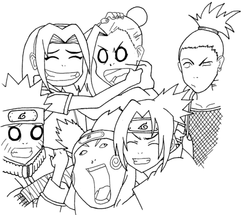 Naruto Squad 7 and 10 Coloring page