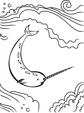 Narwhal Unicorn of the Sea Coloring page