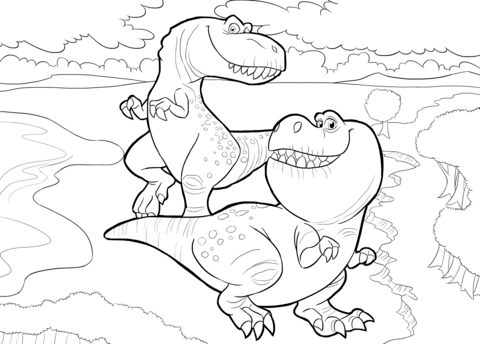Nash and Ramsey from The Good Dinosaur Coloring page