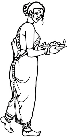 National Clothing Of Indian Woman  Coloring page