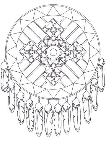 Native American Dreamcatcher Mandala Coloring page