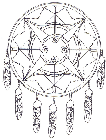 Native American Mandala with Bows And Arrows Coloring page