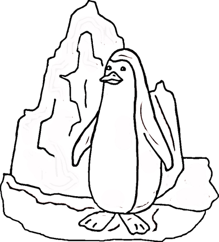Penguin Near Iceberg  Coloring page