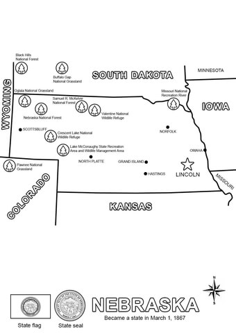 Nebraska Map Coloring page