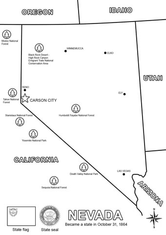 Nevada Map Coloring page