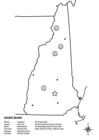 New Hampshire Map Worksheet Coloring page