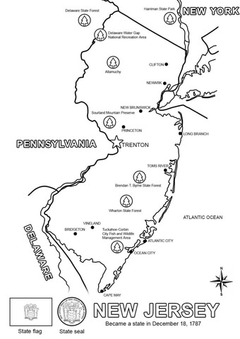 New Jersey Map Coloring page