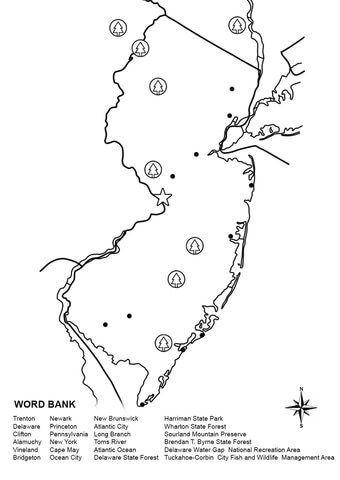New Jersey Map Worksheet Coloring page