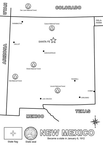 New Mexico Map Coloring page