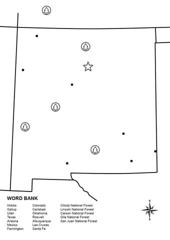 New Mexico Map Worksheet Coloring page