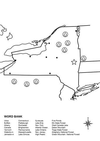 New York Map Worksheet Coloring page
