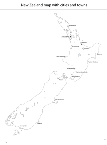New Zealand Map with Cities and Towns Coloring page