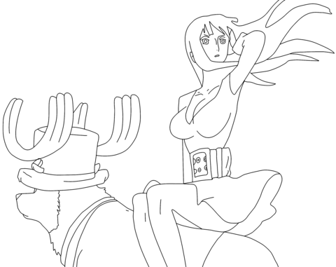Nico Robin and Chopper Coloring page