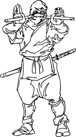 Ninja with the Nunchaku Coloring page
