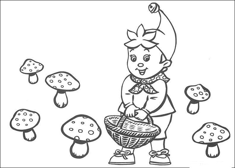 Noddy Is Looking For The Mushroom  Coloring page