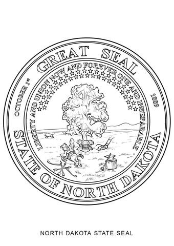North Dakota State Seal Coloring page