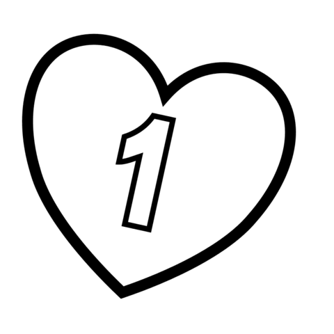 Number 1 in Heart Coloring page