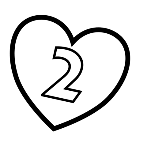 Number 2 in Heart Coloring page